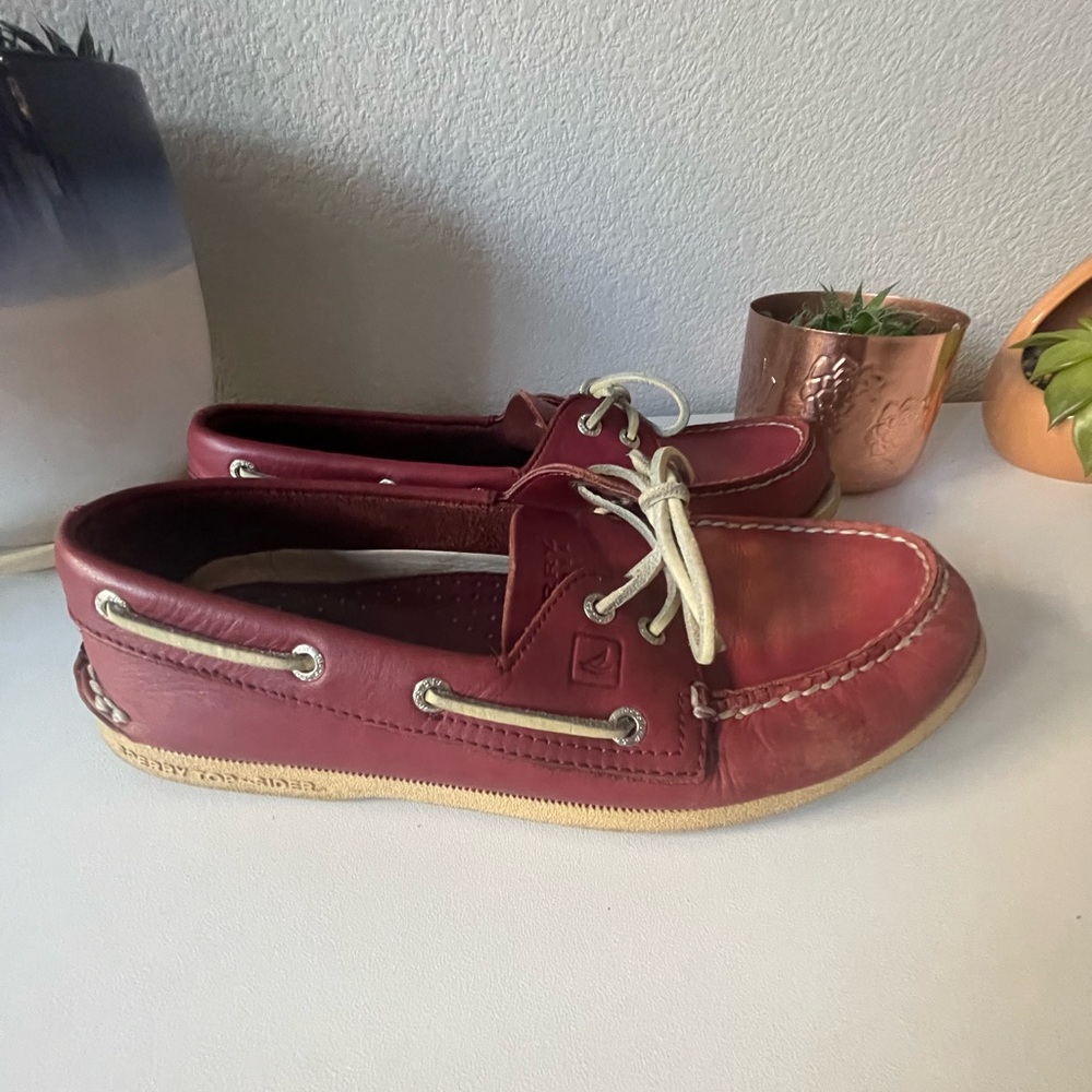 Men’s Red/Maroon Leather Boat Shoe